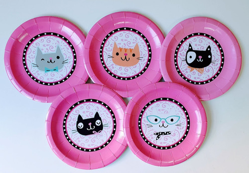 Gatitos Platos Polipapel Set X 5 Unidades