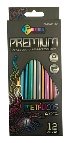 Lapices Colores Tryme Premium Metalicos 4.0mm Caja C/12