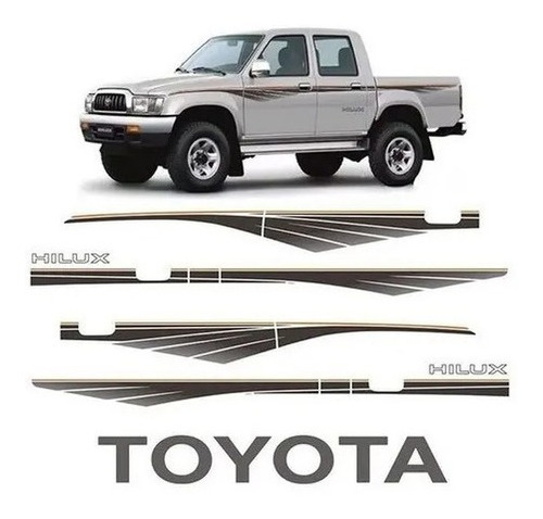 Kit Adhesivos  Calcos Laterales Hilux 1992 A 2004 + Toyota 