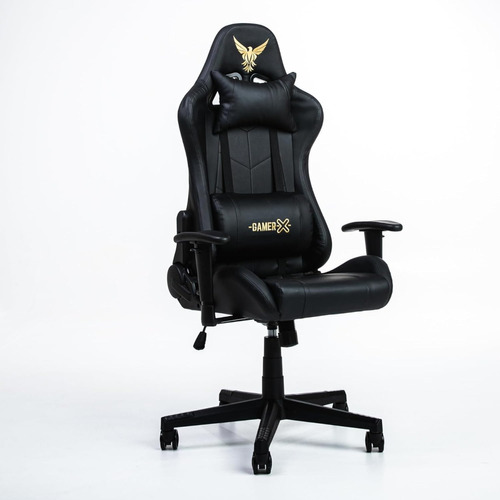 Silla Gamer Ergonómica Reclinable Piel Sintética Negro Material del tapizado Cuero sintético