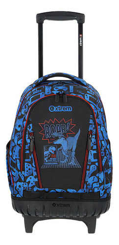 Mochila Infantil Con Carro Xtrem Cross Color Azul Diseño de la tela Liso