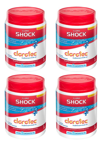 Imagen 4 de 10 de Pastillas Triple Acción Clorotec X 4 Kg + Shock X 4 Kg Disolucion Instantanea Piletas Pintadas O De Fibra