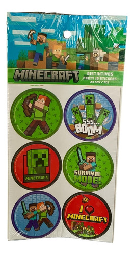 Granmark 48 Distintivos Stickers Fiesta Infantil Minecraft