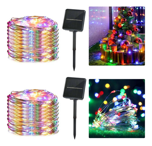 40m Cadena De Solares Luces 400led Jardín Exterior Luz Rgb