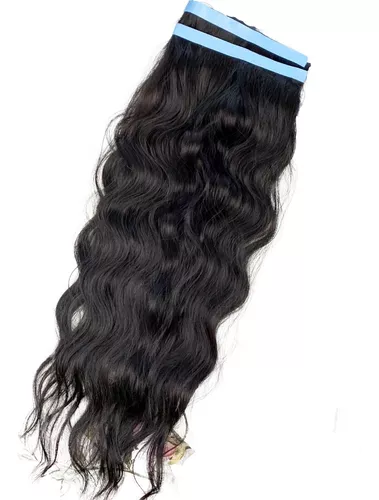 MEGA HAIR ADESIVO CABELO BIO VEGETAL ONDULADO CASTANHO ESCURO 50/55/60 CM -  4 TIRAS