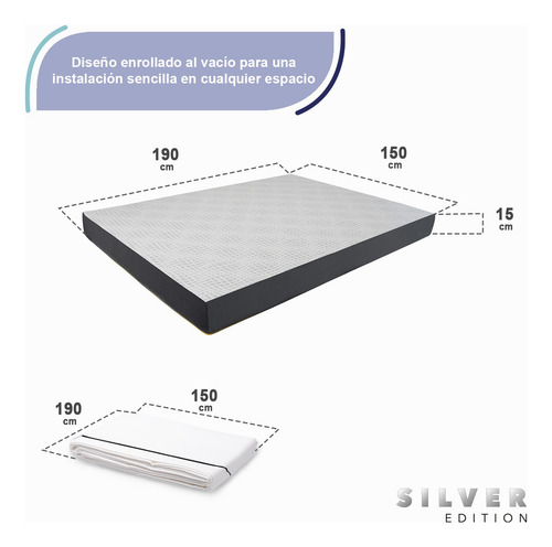 Colchón Queen Size En Caja 15 Cm Altura + Juego De Sábanas Blanco Con Gris