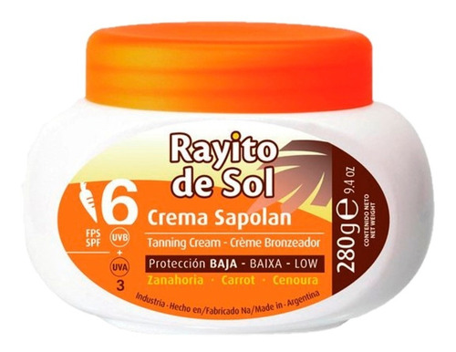 Rayito De Sol Crema Sapolán Con Zanahoria Fps 6 280g