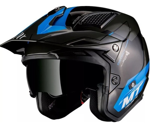 Casco Moto Abierto Trial Mt District Summit H7 Azul Mate