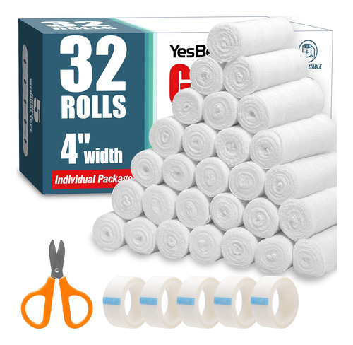 Síbes 24 Pack Gauze Rolls, 4 En X 4.1 Yards, Rollo De Pyyt2