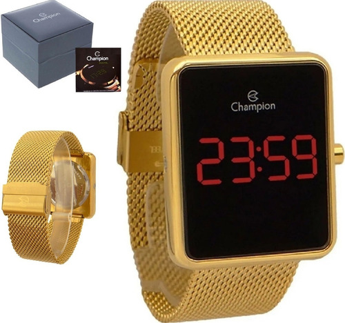 Relógio Champion Feminino Digital Banhado Ouro 18k Ch40080v