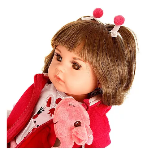 Boneca Bebe Reborn Realista de Silicone NPK 48cm e Girafinha