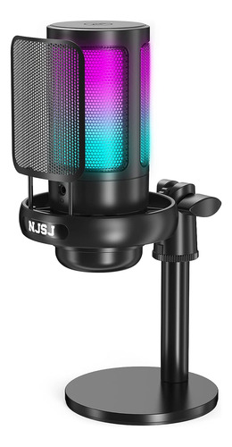 Micrófono Usb Njsj Para Pc, Micrófono Para Juegos Rgb Par...