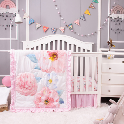La Premura Baby Girl Crib Bedding Set For Girls, 4-piece Nur