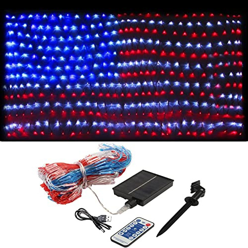 Luces Solares Bandera Americana, Luz 2 1 Alimentada Por...