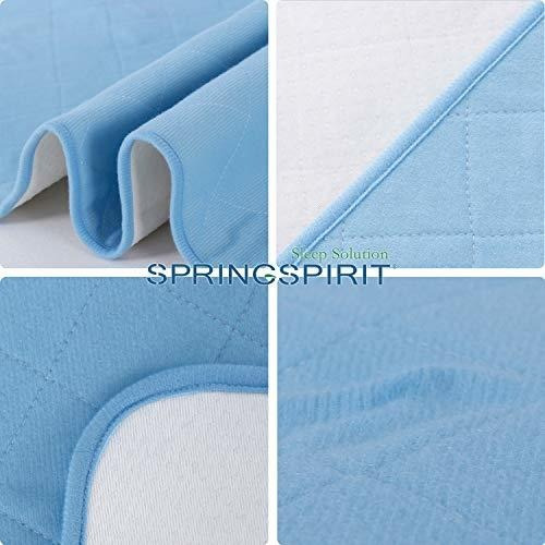 Cubre Camas Springspirit Color Blanco Y Azul Impermeable