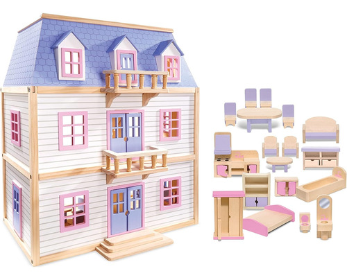 Melissa Doug Casa De Muñecas De Madera De Varios Niveles Sio
