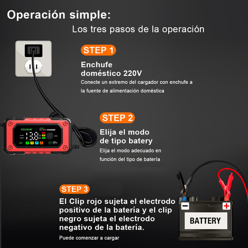 12v 7a Cargador De Baterías Automático Auto Moto Agm Lifepo4