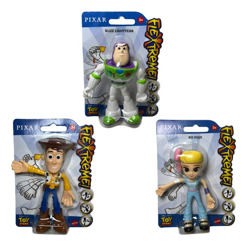 03 Mini Bonecos Toy Story Woody Buzz Betty Flextreme Mattel