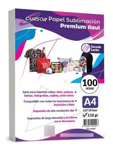 Papel Sublimación Premium Azul 110gr 100hjs A4 Envíogratisx5