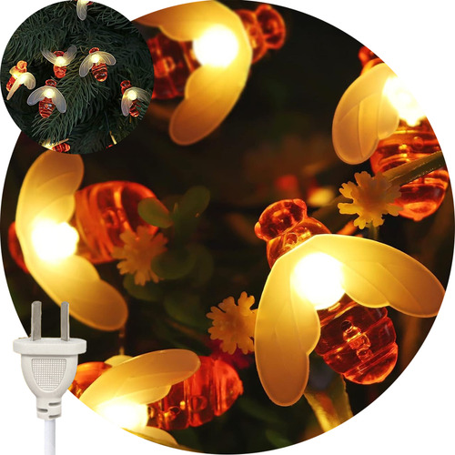 Guirnalda Cortina Abeja Luces Led Decoracion Navidad Jardin Luces Cálida