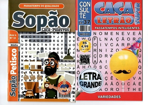 Kit 25 Revistas Caça Palavras (sem Repetições)