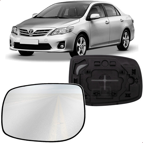 Vidro Lente Com Base Espelho Retrovisor Corolla 2009 A 2014