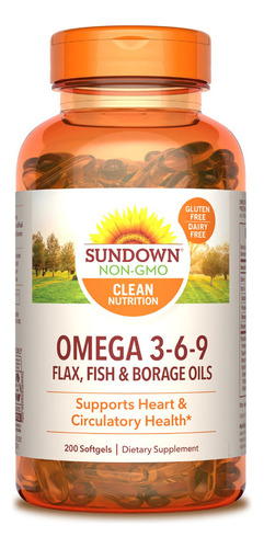 Sundown Omega 3 6 9, Con Aceites De Lino, Pescado Y Borraja,