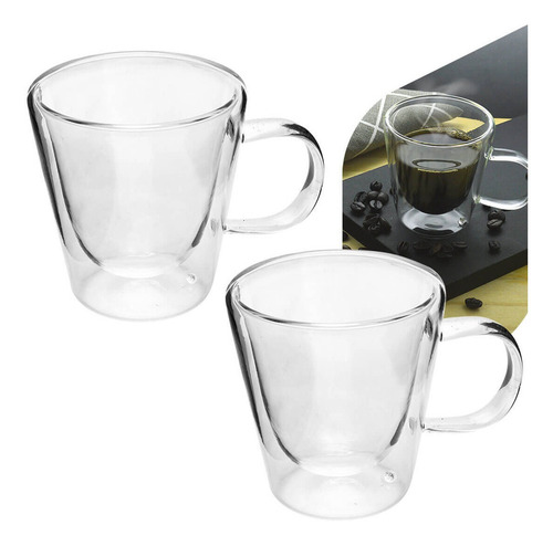 Xicara Parede Dupla De Vidro Café 100ml 2