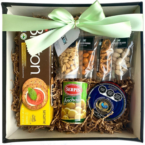 Regalo Arcon Galletas Aceitunas Queso Botanas Snacks Caja