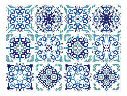 12 Pegatinas De Azulejos Estilo Mandala, 5.9 X 5.9in, Murale
