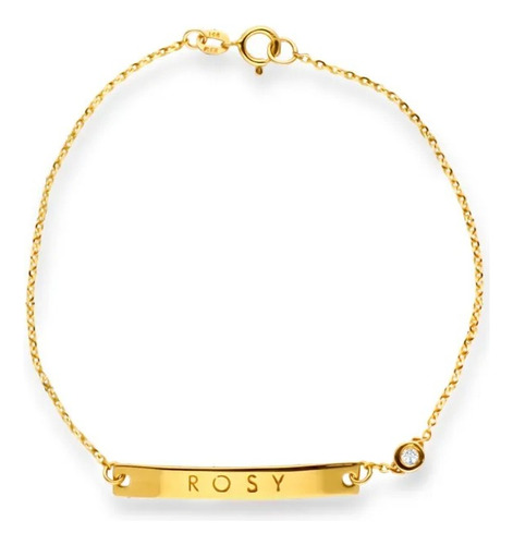 Pulsera Bizzarro Personalizable Oro Amarillo 14k Y Zirconia Diámetro 6 cm Largo 18 cm