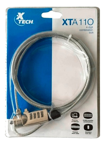 Cable De Seguridad Xtech Xta-110 Con Candado Y Clave