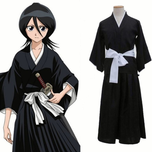 Cosplay Disfraz Ichigo, Japonesa Kimono Campus Anime Bleach Tipo Kimono Shinigami   Kurosaki  Halloween  Ropa Hombre Mujer