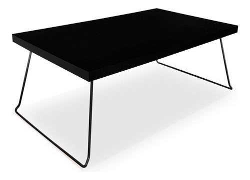 Mesa De Centro Dobrável Retangular Berlim Madeir Clean Preta Cor Preto