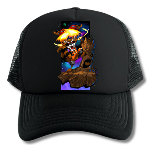 Gorra Trucker Groot And Rocket Series Geek Black