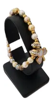 Comprar Pulsera De Perlas De Colores Y  Trébol En Acero Quirúrgico 