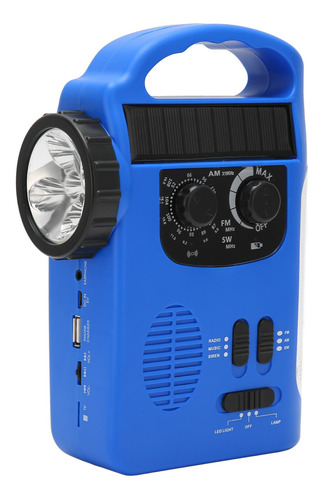 Linterna De Radio Led De Manivela Solar Am Fm Sw Emergency