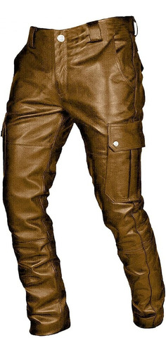 Pantalones Moteros Steampunk De Piel Sintética Elásticos Par