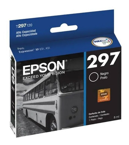 Cartucho Epson T297 Negro Alto Rend Xp-231/xp-431 8ml /v /v