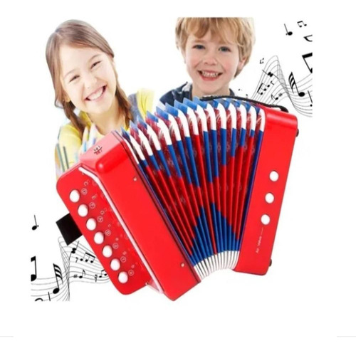 Sanfona Mini Acordeon Infantil 3 Baixos Gaita Vermelho