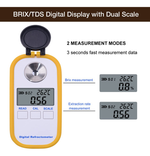 Refractómetro Digital De Concentración De Café Tds Con Brix