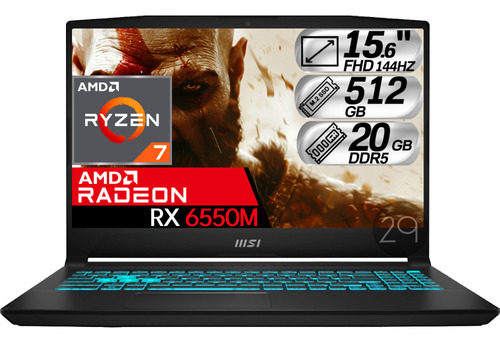 Portatil Msi Gamer Amd Ryzen 7 Rx 6550m Ram 20gb Ssd 512gb