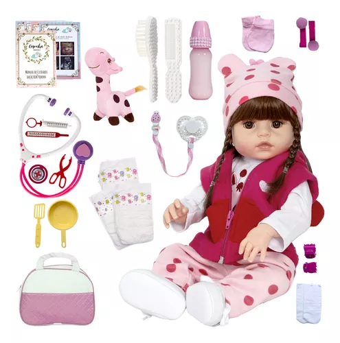 Bebê Reborn Baby Boneca Realista 100% Silicone Banho E Itens