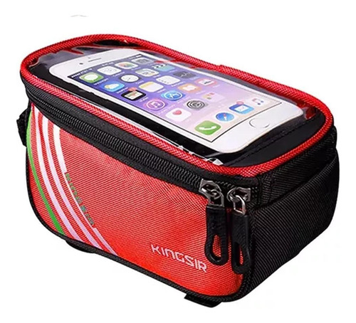 Bolso Para Bicicleta  Al Caño Con Portacelular Bsoul Rojo