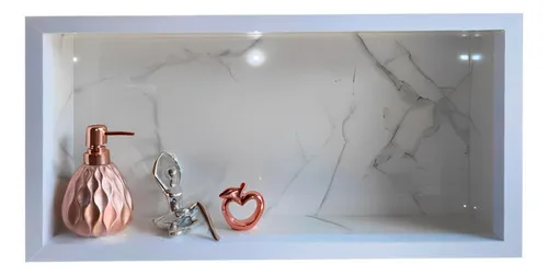 Nicho de baño Lomina de porcelana blanca de Carrara pulida, 60 x 32 cm Lomina Smart Home Solution