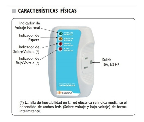Imagen 2 de 7 de Protector De Voltaje Exceline Para Lavadoras 120v
