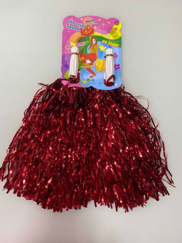 Imagem 2 de 2 de Pompom Metalizado Cor Vermlíder De Torcida Festa Esporte