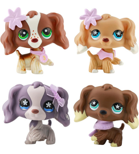 Jctoy Lps Cocker Spaniel 4pcs Set, Lps Toy Figura Rara Cocke