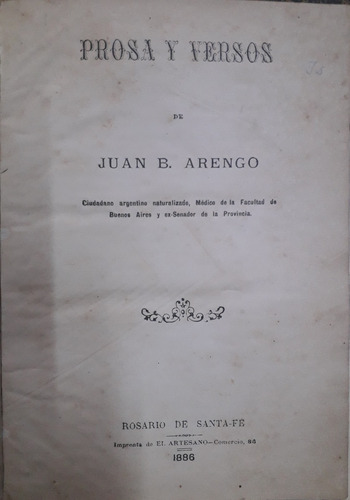 5528 Prosa Y Versos - Arengo, Juan B.