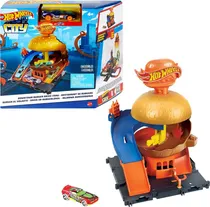 Comprar Hot Wheels Juego De Pistas De Juguete City Burger Drive-thru